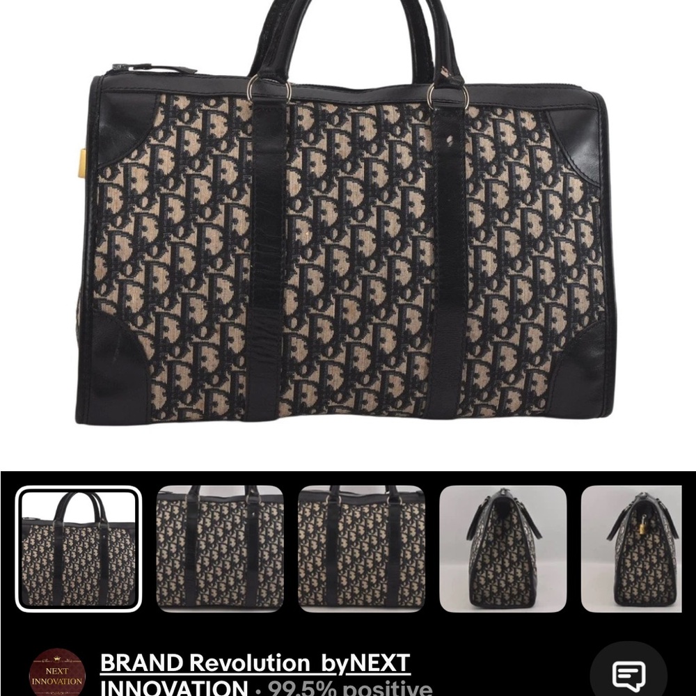 Authentic Christian Dior Black and Brown  Bag with Structured Design
